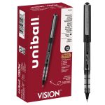 Uni-Ball Vision Rollerball Pens 0.5mm – 12 Pack Black